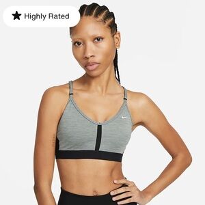 Nike Sports Bra Dri-FIT Indy Mesh Gray Athletic Women's XL Adjustable Straps
